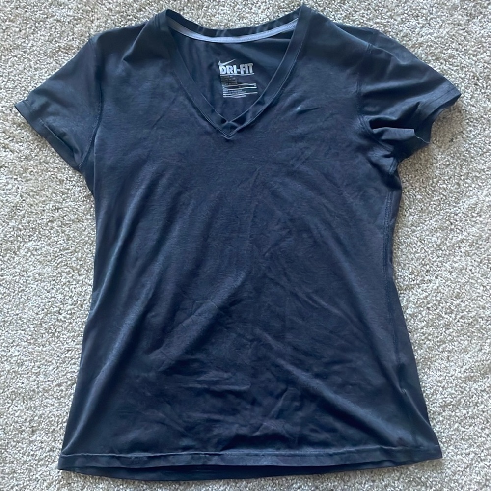 Grey Nike Dri-Fit short sleeve athletic top